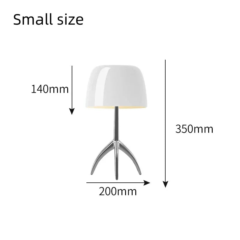 Lámpara de Mesa Lumier — Cristal Opalino y Cromo Pulido