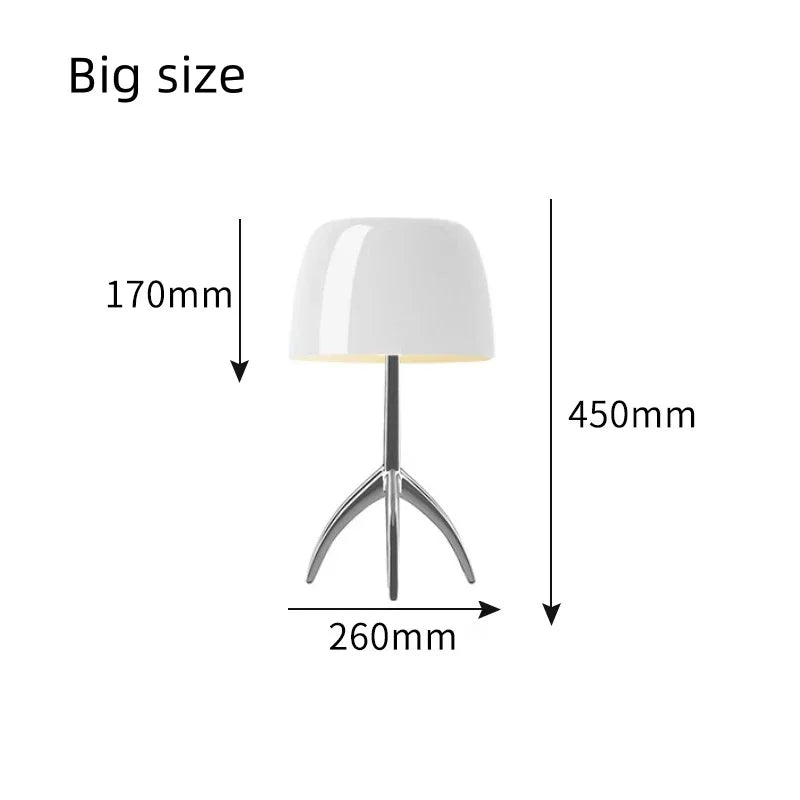 Lámpara de Mesa Lumier — Cristal Opalino y Cromo Pulido