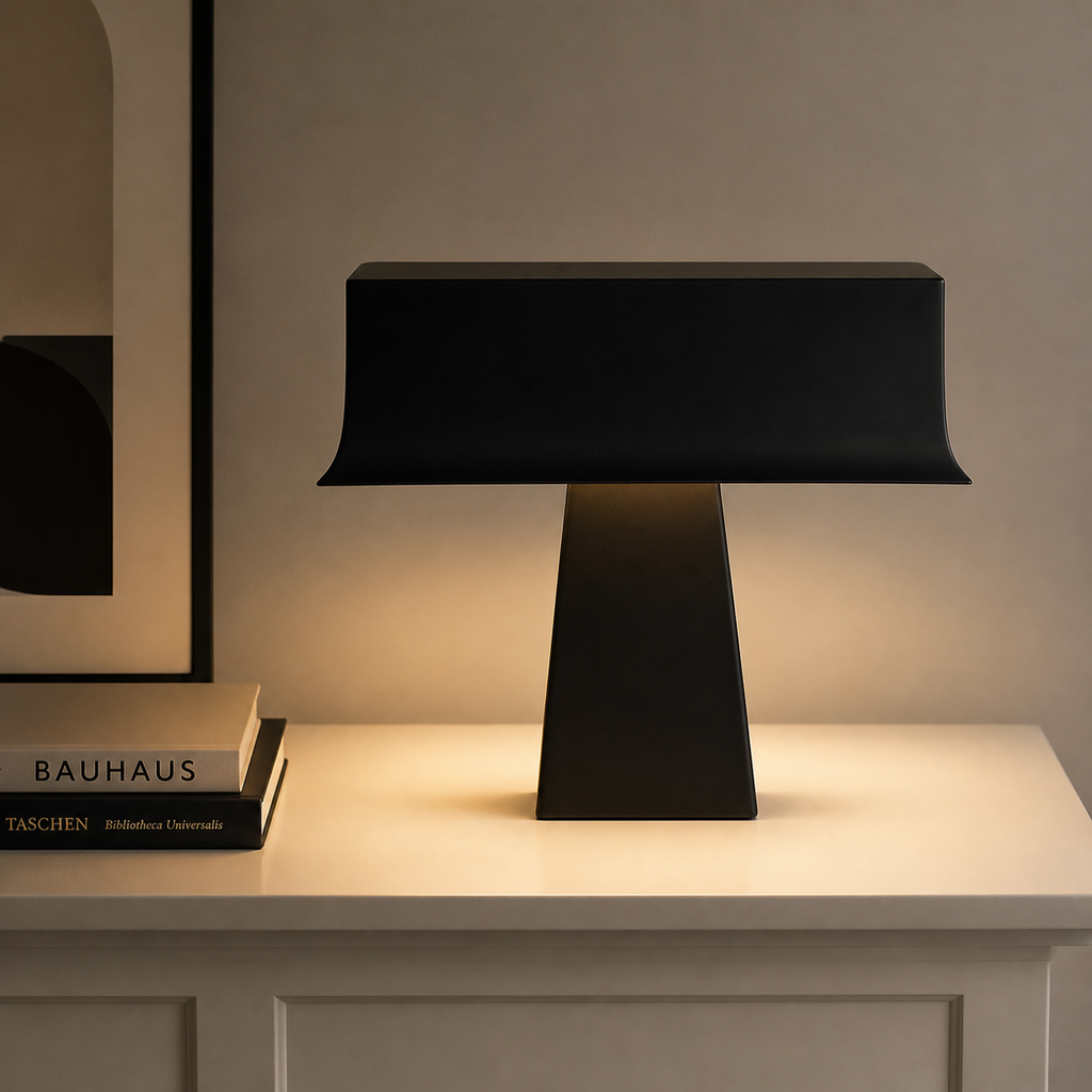 Lámpara de Mesa Noir — Estilo Bauhaus Oriental