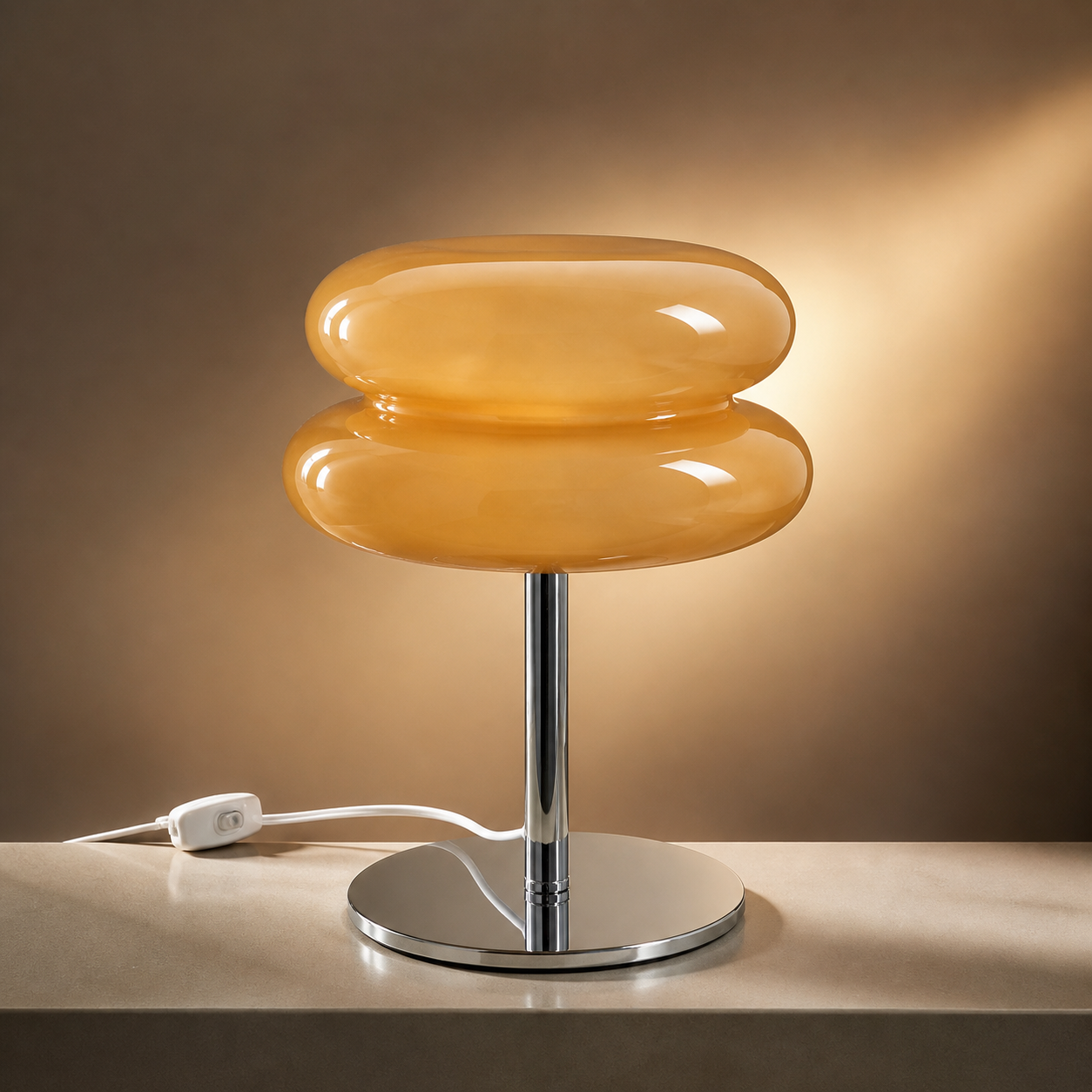 Lámpara Hongo Bauhaus Ámbar USB — Luz Tricolor Regulable