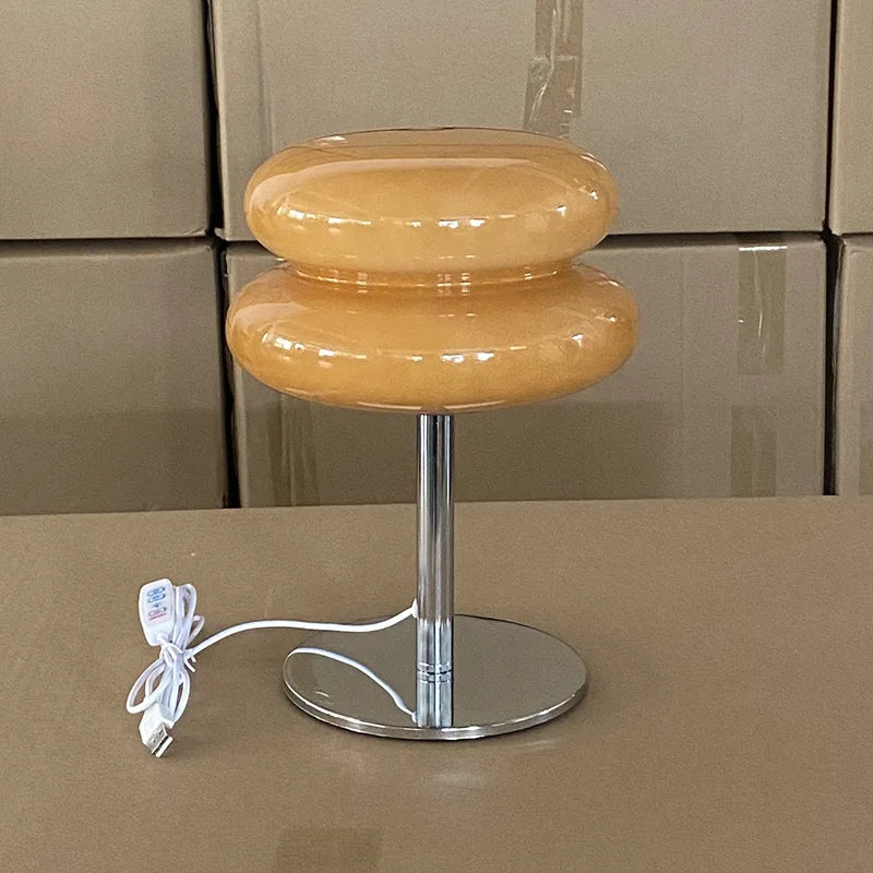 Lámpara Hongo Bauhaus Ámbar USB — Luz Tricolor Regulable